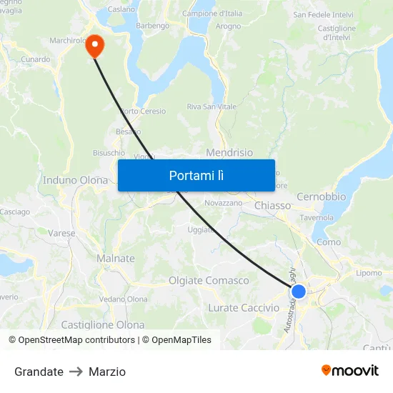 Grandate to Marzio map