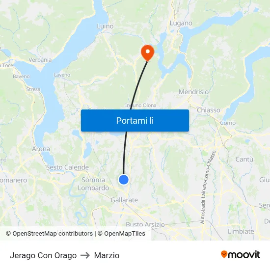 Jerago Con Orago to Marzio map