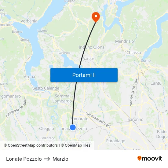 Lonate Pozzolo to Marzio map