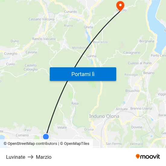 Luvinate to Marzio map