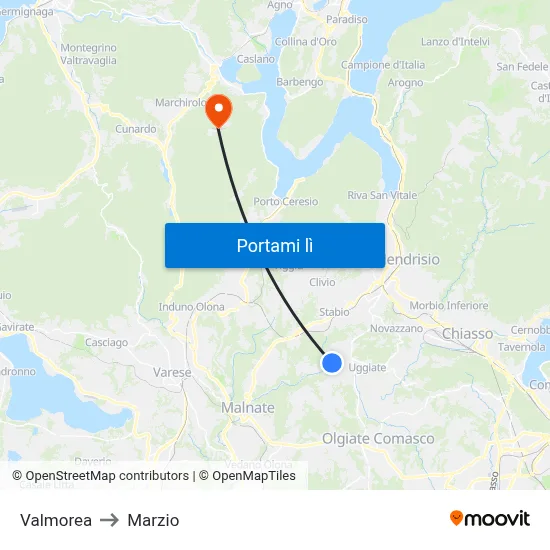 Valmorea to Marzio map