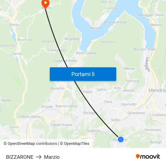 BIZZARONE to Marzio map