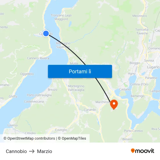 Cannobio to Marzio map