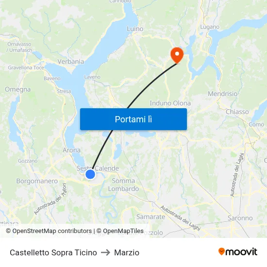 Castelletto Sopra Ticino to Marzio map