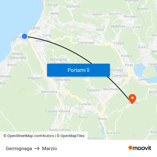 Germignaga to Marzio map