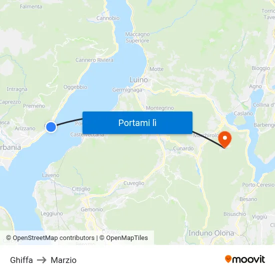 Ghiffa to Marzio map