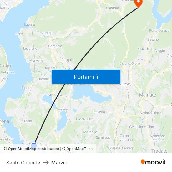 Sesto Calende to Marzio map