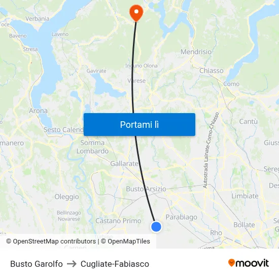 Busto Garolfo to Cugliate-Fabiasco map