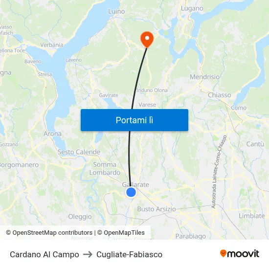 Cardano Al Campo to Cugliate-Fabiasco map
