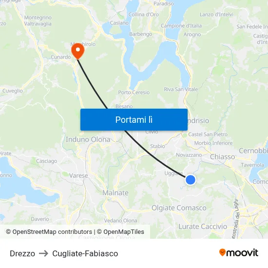 Drezzo to Cugliate-Fabiasco map