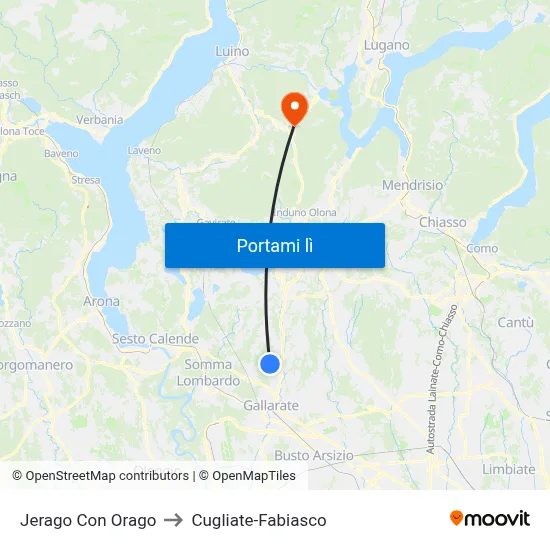 Jerago Con Orago to Cugliate-Fabiasco map