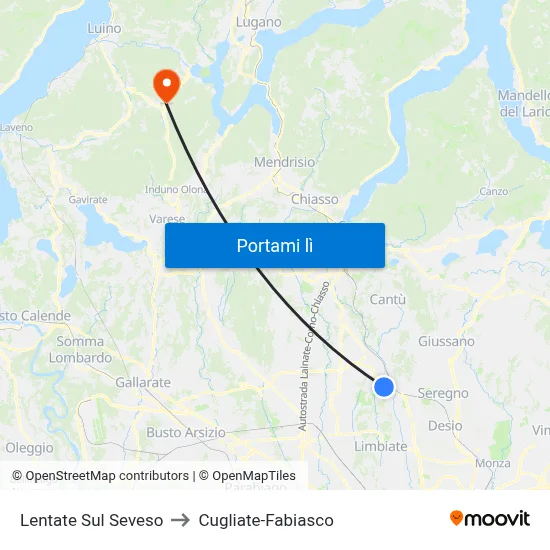 Lentate Sul Seveso to Cugliate-Fabiasco map