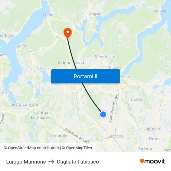 Lurago Marinone to Cugliate-Fabiasco map