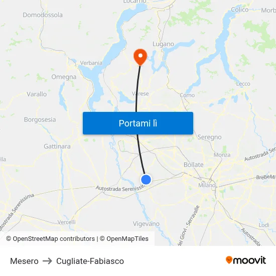 Mesero to Cugliate-Fabiasco map