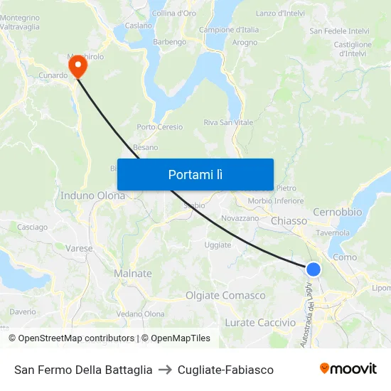 San Fermo Della Battaglia to Cugliate-Fabiasco map