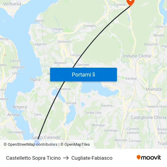 Castelletto Sopra Ticino to Cugliate-Fabiasco map