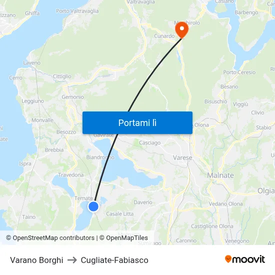 Varano Borghi to Cugliate-Fabiasco map