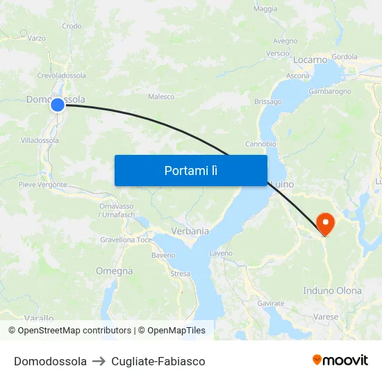 Domodossola to Cugliate-Fabiasco map