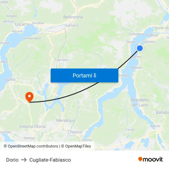 Dorio to Cugliate-Fabiasco map