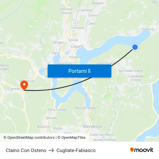 Claino Con Osteno to Cugliate-Fabiasco map