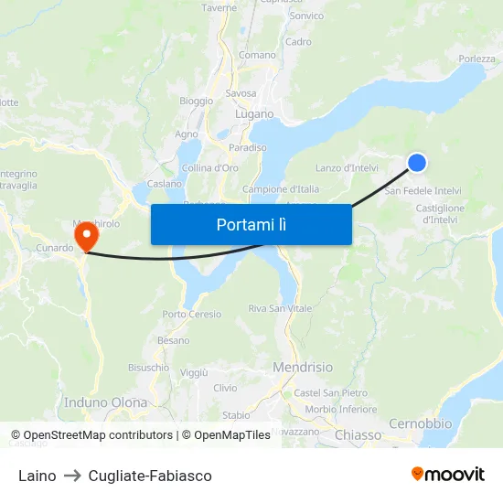 Laino to Cugliate-Fabiasco map