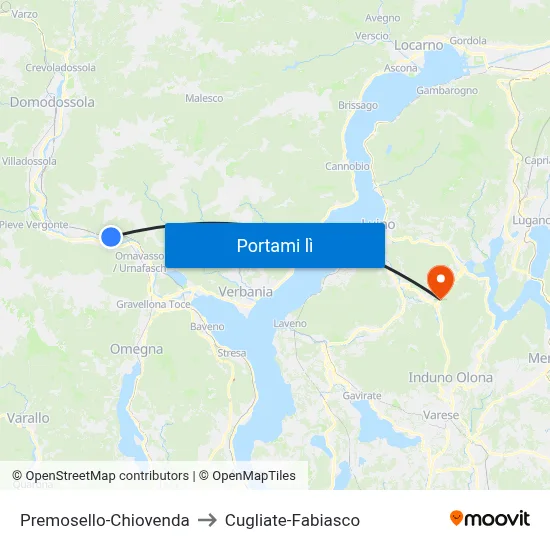 Premosello-Chiovenda to Cugliate-Fabiasco map