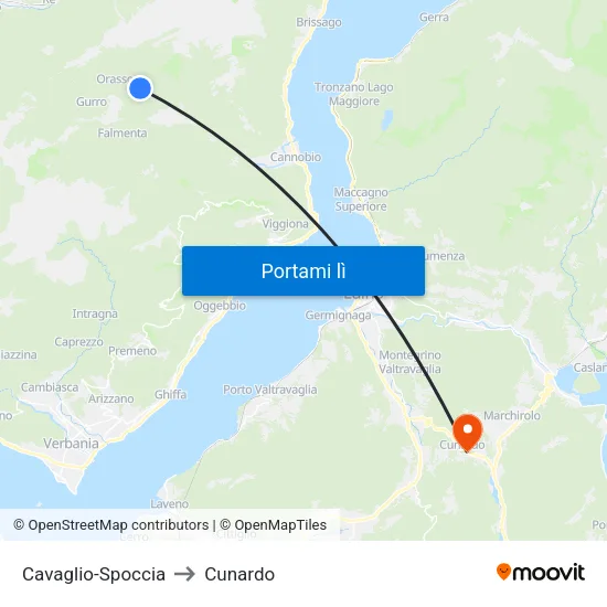 Cavaglio-Spoccia to Cunardo map
