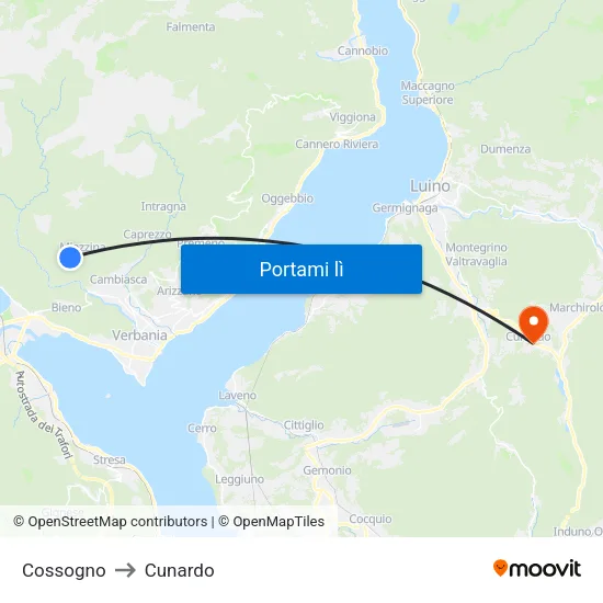 Cossogno to Cunardo map