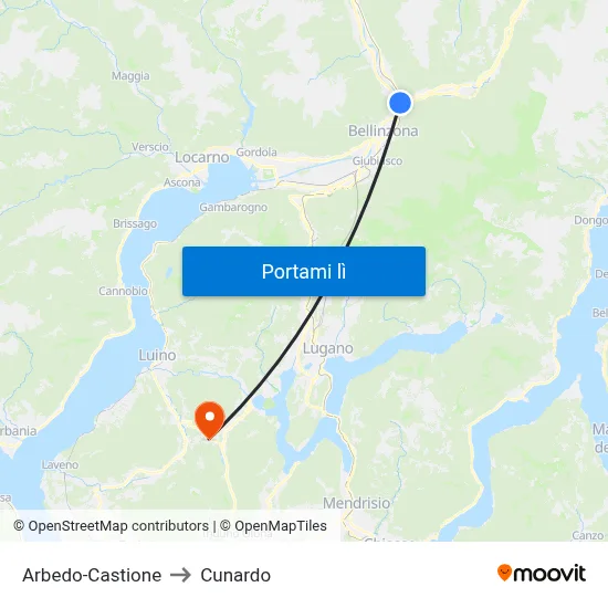 Arbedo-Castione to Cunardo map