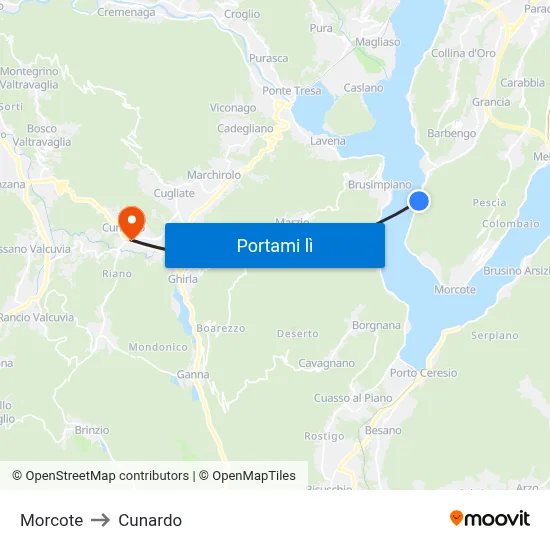 Morcote to Cunardo map