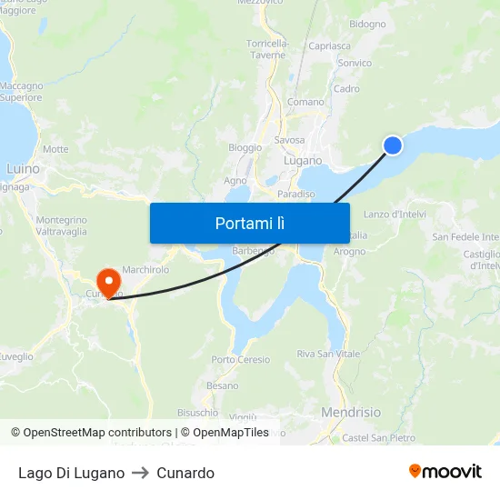 Lago Di Lugano to Cunardo map