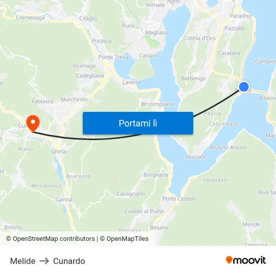Melide to Cunardo map
