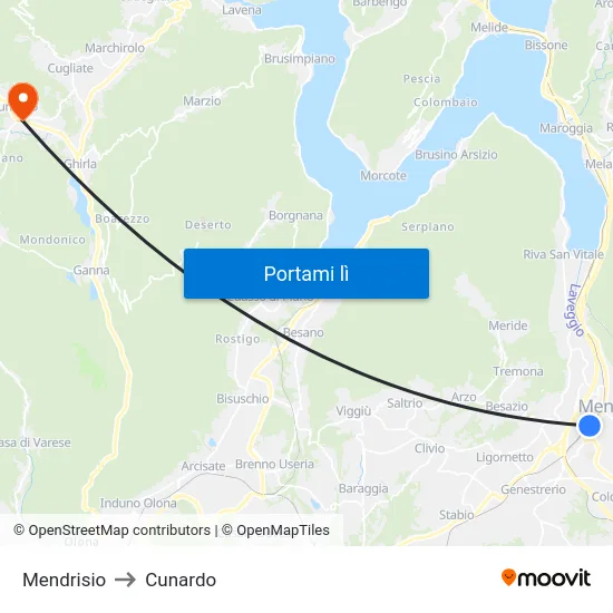 Mendrisio to Cunardo map