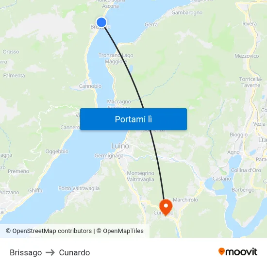Brissago to Cunardo map