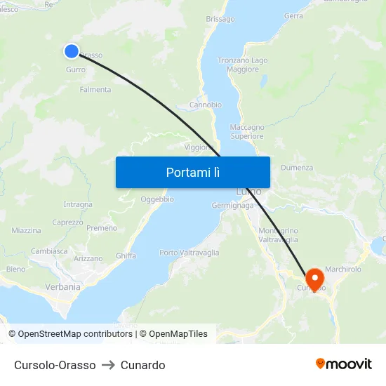 Cursolo-Orasso to Cunardo map