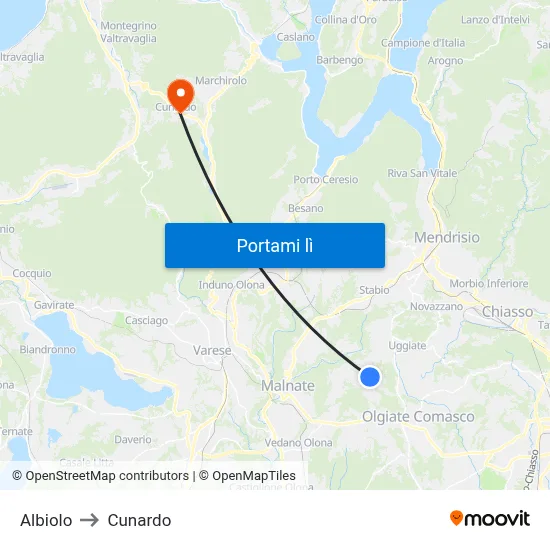 Albiolo to Cunardo map