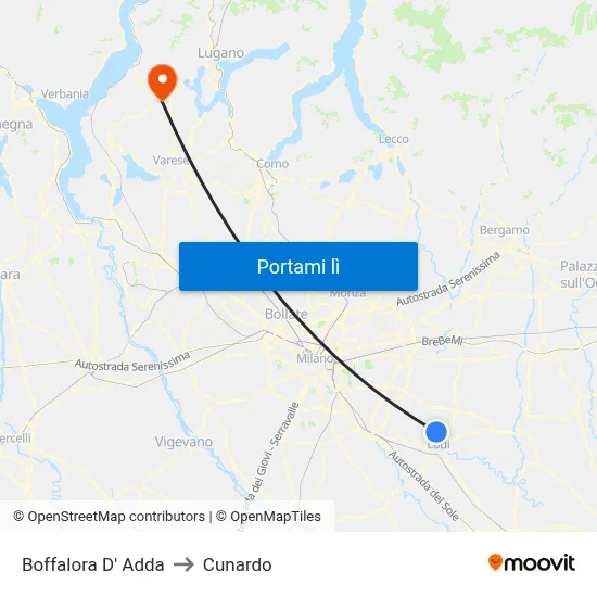 Boffalora D' Adda to Cunardo map