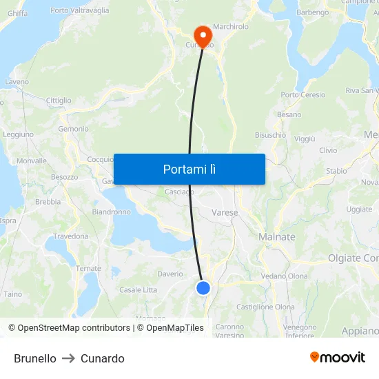 Brunello to Cunardo map