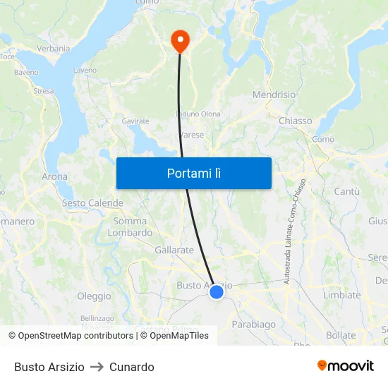 Busto Arsizio to Cunardo map
