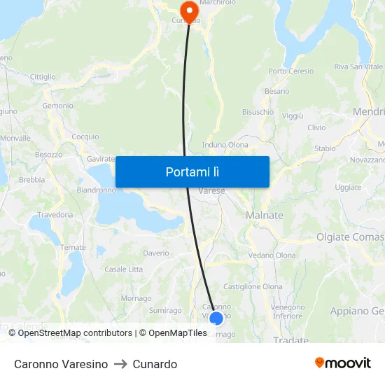 Caronno Varesino to Cunardo map
