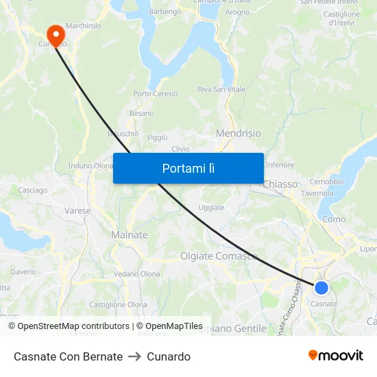 Casnate Con Bernate to Cunardo map