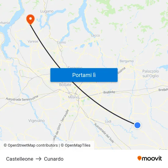 Castelleone to Cunardo map