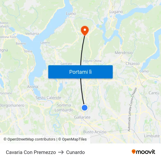 Cavaria Con Premezzo to Cunardo map