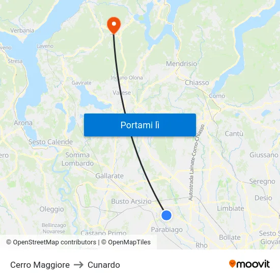 Cerro Maggiore to Cunardo map