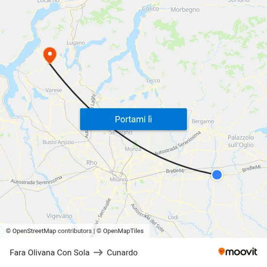 Fara Olivana Con Sola to Cunardo map
