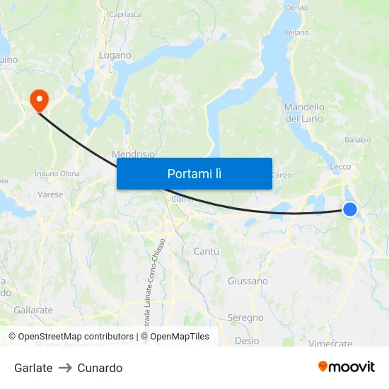 Garlate to Cunardo map