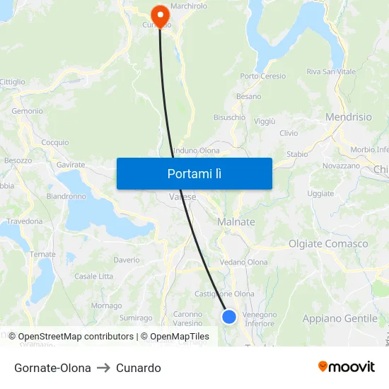 Gornate-Olona to Cunardo map