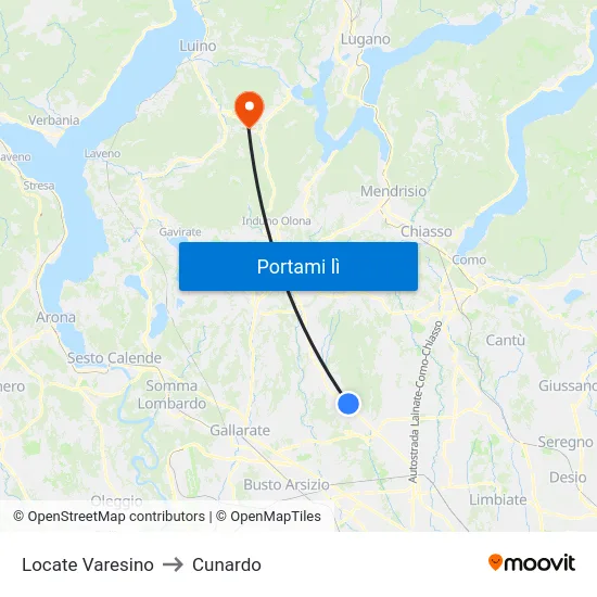 Locate Varesino to Cunardo map