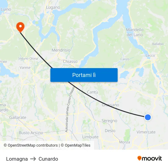 Lomagna to Cunardo map