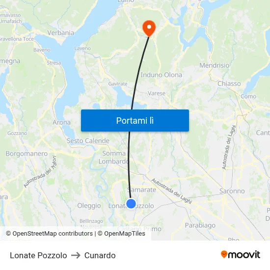 Lonate Pozzolo to Cunardo map